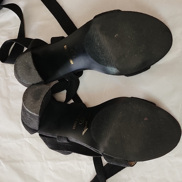 LILY11 BY GLAZE LACE UP HIGH BLOCK LEG WRAP STRAPPY DRESS SANDALS SIZE 8 - Picture 7 of 9